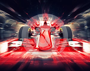 Red formula one car - colorful super zoom