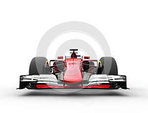 Red Formula One Car - Front View Extreme Closeup