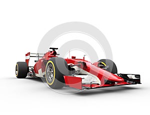 Red Formula One Car - Low View Closeup