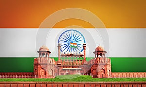 Red Fort DelhiI, India, india flag flying high, india flag background