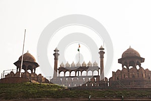 The Red Fort (Lal Qila) in Delhi, India, is a UNESCO World Heritage Site built by Mughal Emperor Shah Jahan in 1648. photo