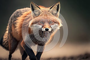 Red fox aggressive, hunting and attacking, predator, Generative AI