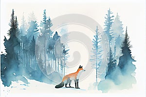 Red Fox animal in Winter forest