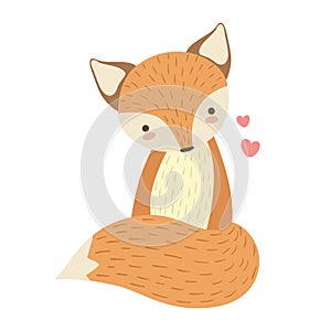 Red Fox Cute Toy Animal With Detailed Elements Part Of Fauna Collection Of Childish Vector Stickers