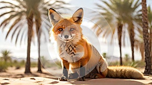 Red fox in the desert. Generative AI