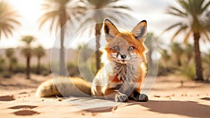 Red fox in the desert. Generative AI