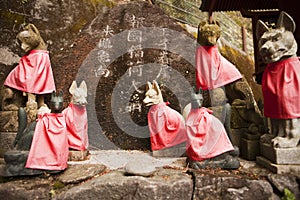 Red Fox Guardians at Shinto Shrine photo