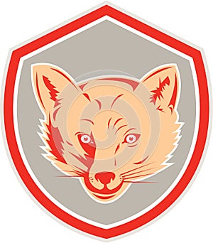 Red Fox Head Front Shield Retro