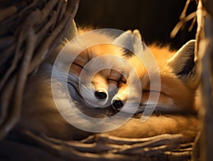 Red Fox Kit Sleeping