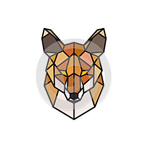 Red fox polygonal head. Wild animal.