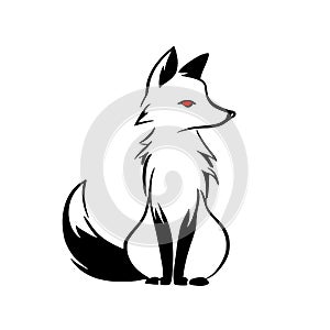 Red Fox. Red Fox simple black and white line art vector logo