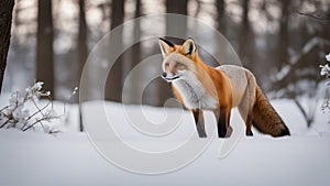 red fox in snow a snowy winter scene with a red fox hunting in the forest meadow red fox, the hunting, the forest,