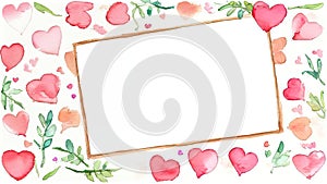 A red frame with hearts for the Valentine's Day holiday