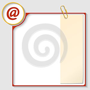 Red frame for text with a email icon