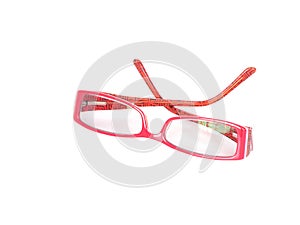 Red framed spectacles