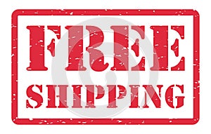 Red free shipping stamp on a white background