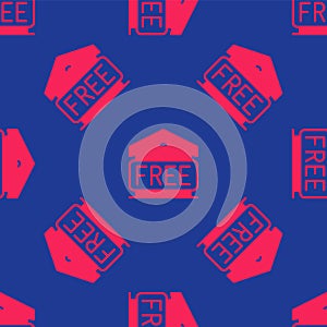 Red Free storage icon isolated seamless pattern on blue background. Vector