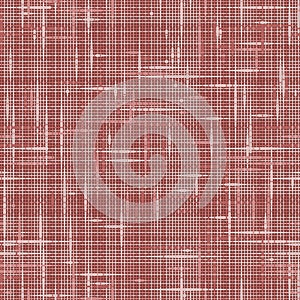 Red French Linen Texture Border Background. Old Ecru Flax Fibre Seamless Pattern. Organic Yarn Close Up Weave Fabric Ribbon Trim