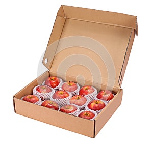 Red Fresh apples in carton container