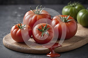 Red fresh tomato and tomato sauce