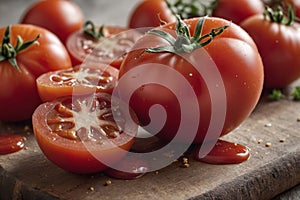 Red fresh tomato and tomato sauce