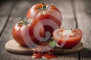 Red fresh tomato and tomato sauce