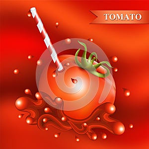 Red fresh tomato with tubule.