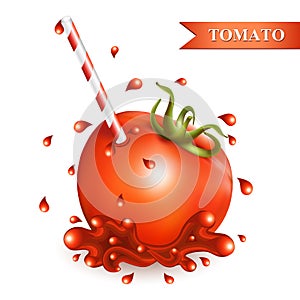 Red fresh tomato with tubule.