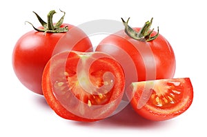 Red fresh tomatoes isolated on white