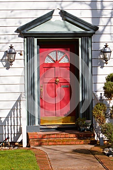 Red front door