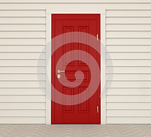 Red front door. 3d render