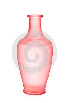 Red Frosted Glass Vase Isolated