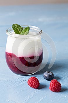 Red fruit jelly with mint