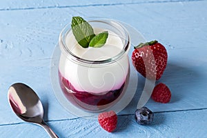 Red fruit jelly with mint