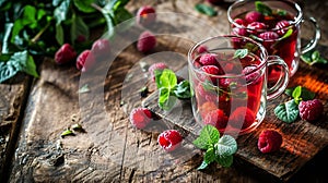 Red fruit tea with raspberry and mint 1