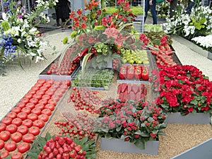 Red Fruit and Vegetable Display