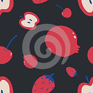 Red fruits seamless pattern