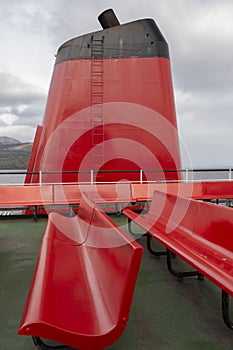 Red funnel of a ferry