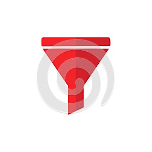 Red Funnel Icon for Data Analysis Filtering and Sales Conversion Process