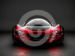 Red futuristic luxury car on dark background showcasing advanced design photo
