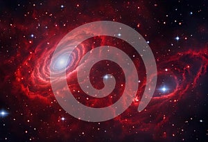 Red galaxy in deep space. Elements of this image