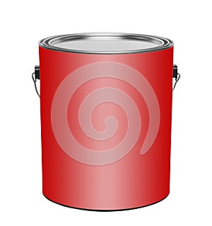 Red gallon paint can, isolated