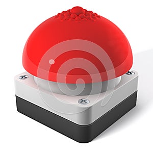 Red game show buzzer with nipple on top