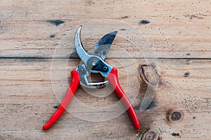 Red garden pruner