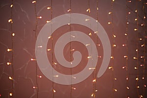 Red garlands. Small light bulbs. LED string lights