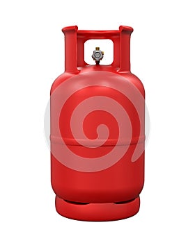 Red Gas Cylinder Isolated