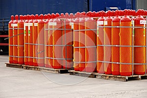 Red gas cylinders