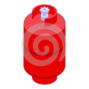 Red gas tank icon isometric vector. Home using pot