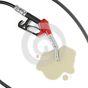 Red gasoline pump with oil