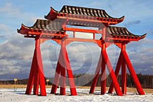 Red Gate of Buddhist temple